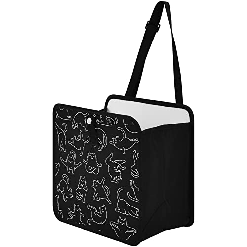 Image of Cute Yogo Cats Car Trash Can Foldable Hanging Car Trash Bag Bin Animals Black Auto Garbage Can Leak-Proof Car Organizer(Large)