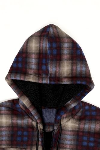 Image of Gary Com Heavy Thick Flannel Plaid Jacket Sherpa Fleece Lined Hoodies for Men Zip Up Winter Warm Coat Zipper Sweatshirt