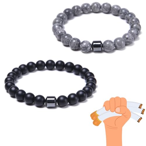 Anti Smoking Bracelets for Women Men, Smoking Cessation Bracelet Set Quit Smokings Anti Anxiety Bracelet Handmade Effective Adjustable Therapy Spiritual Stress Relief Bracelets Jewelry