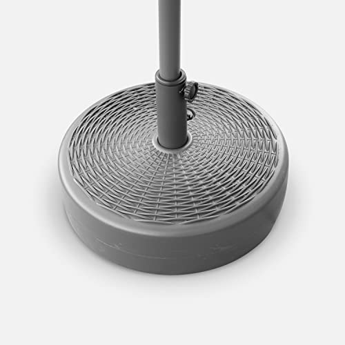 Alice's Garden - Pied de Parasol Plastique - Pedibus Gris - Base remplissable pour Parasol à mât Central. Aspect résine tressée