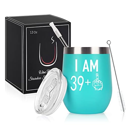 Livole 40. Geburtstagsgeschenke Edelstahl Weinbecher, 40th Geburtstags Geschenke für Frauen, 12oz Weinglas mit Deckel und Strohhalmpinsel, Vakuumisolierte Reisekaffeetasse für Wein Getränke Champagner