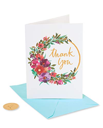 Image of Papyrus Blank Thank You Card (Painterly Wreath)