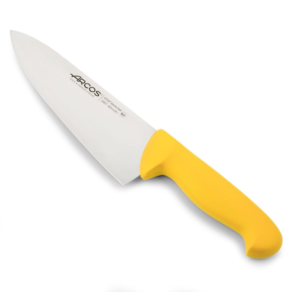 Arcos Cuchillo Chef con Hoja Acero Inoxidable Nitrum 200 mm. Cuchillo Cocina Profesional multipropósito. Mango ergonómico Polipropileno. Serie 2900. Color Negro. — view 7