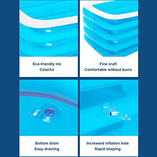 Piscina inflable rectangular gigante para jardín, 3,18 m x 1,8 m x 0,75 m, apta para todas las edades, unisex, duradera y fácil de inflar