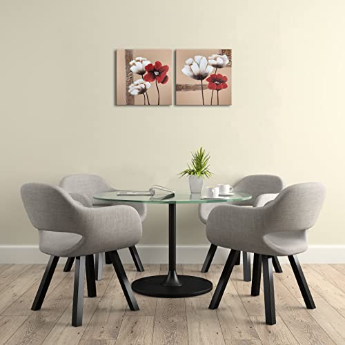 Wieco Art Red And White Flowers Canvas Prints Wall Art Abstract Floral Oil Paintings Style Pictures For Living Room Bedroom Bathroom Home Decorations 2 Piece Modern Stretched And Framed Grace Artwork #TOP1