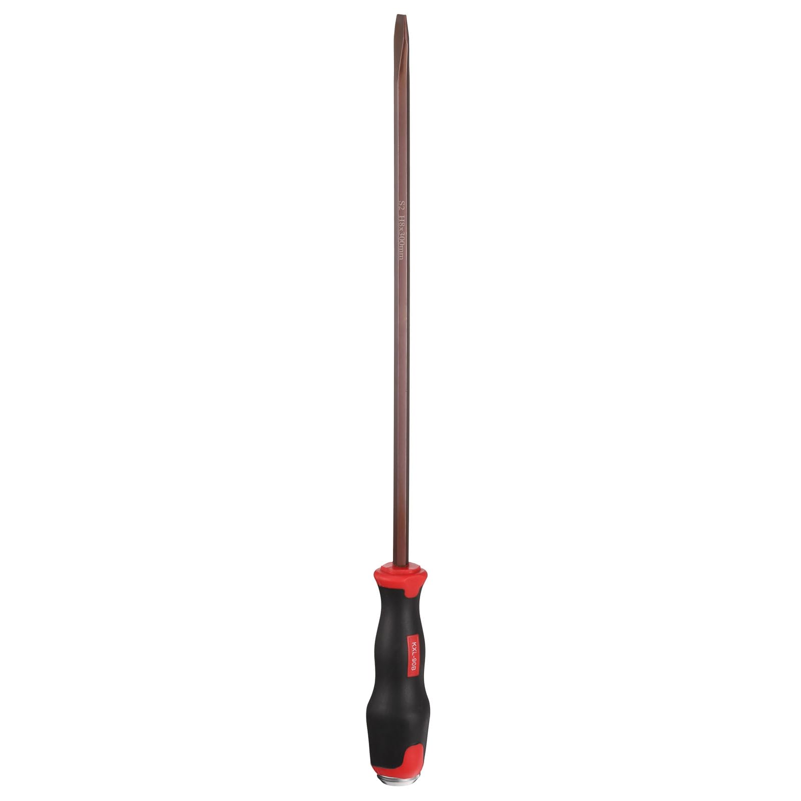 sourcing map SL8 Flat Head Screwdriver 16.93" Magnetic Screwdrivers 5.12" Heat-Treated S2 Alloy Steel with Ergonomic Handle for DIY Repairing, Red Brown