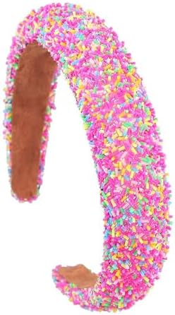Vovii Sprinkle Candy Headbands For Women, Colorful Glitter Padded Headbands For Women, Fun Donut Sprinkle Head Bands For Women's Hair Non Slip, Cute Candy Accessories (Colorful, Yellow, Purple
