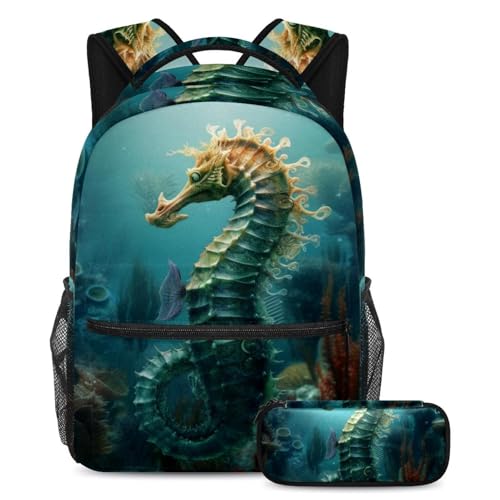Sac à dos Seaworld hippocampe corail algues avec trousse pour s'évader au quotidien