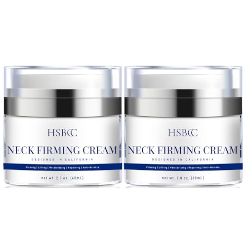 HSBCC Neck Cream for Tightening and Firming with Acetyl Hexapeptide-8, Retinol, Shea Butter, and Niacinamide - Smoothes Wrinkles, Tightens and Lifts Skin - 2 Pack option