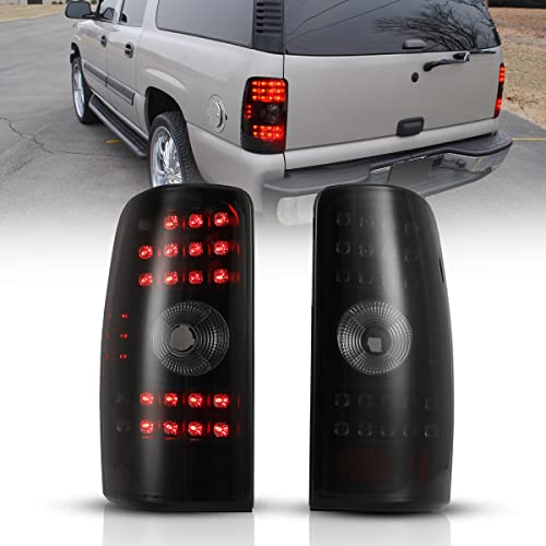 NIXON OFFROAD LED Tail Light Assembly for 2000 2001 2002 2003 2004 2005 2006 Chevy Suburban Tahoe GMC Yukon XL Denali ( Not Fit Barn Double Door ) Smoked Black Housing Tail Light Lamp 1 Pair
