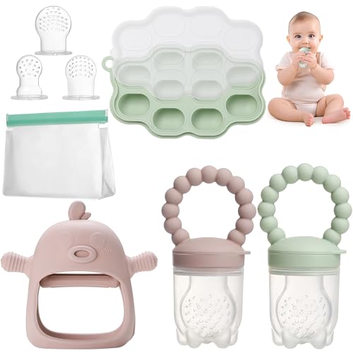 Image of NIGHTNOOK Breastmilk Popsicle Mold & Baby Fruit Feeder Pacifier with Teething Mitten, 3 Extra Nipples and Storage Bag, BPA Free, Dishwasher Safe, Ideal for Babies Over 3 Months Feeding & Teething