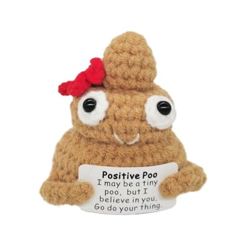 qyqkfly 1 Pcs Positive funny life Poo Holding Card Crochet Easter Birthday Christmas Mom Dad Sister Friend Wife Husband Colleauge College Students Coworkes Cheer Up Gift Decor Cover