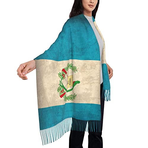 Guatemala Flag Proud Guatemalan Vintage Poncho Winter Large Scarf Shawl Bandana Neck Wrap For Women2