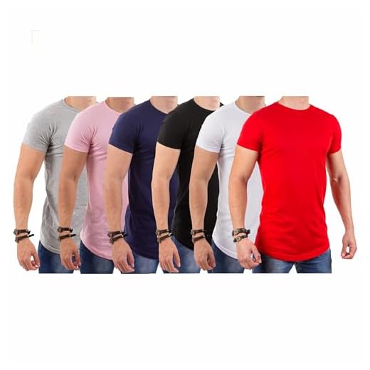 Kit C/6 Camisetas Camisa Masculina Long Line Oversized Slim Otima Qualidade (BR, Alfa, M, Slim, Preto/Verm/Branco/Azul/Rosa/Cinza)