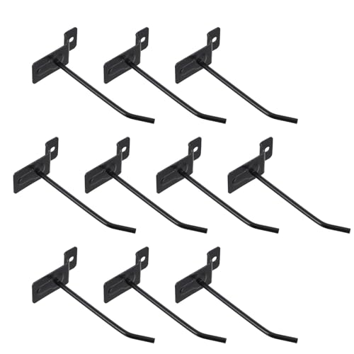 Ipetboom 10pcs Black 10cm Metal Pegboard Hooks Hole Board Hook Set for Supermarket Display and Shelf Rack Hanging Industrial Hardware