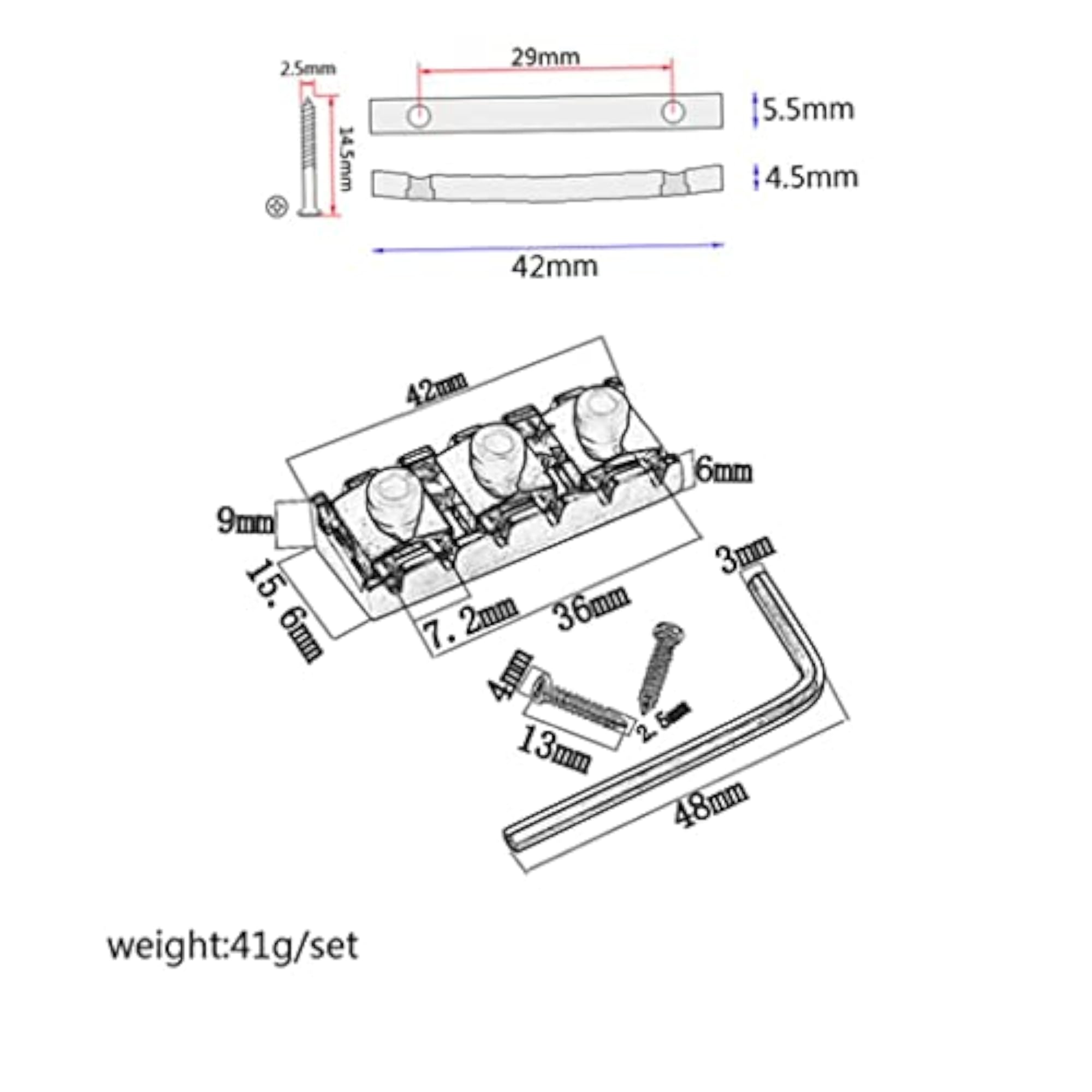 Electric Guitar String Retainer Bar with Locking Nut String Lock