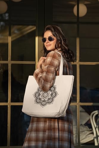 Image of Canvas Tote Bag for Women with Zipper