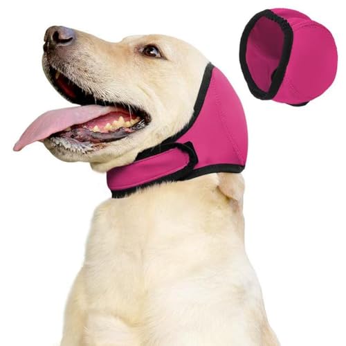 伸縮性のある防水犬用耳カバー(お風呂・水泳用) - 小型犬、中型犬、大型犬用の再利用可能で揺れない耳プロテクター | お風呂、プール、ビーチでの耳の感染症を予防 (Rose Pink L)