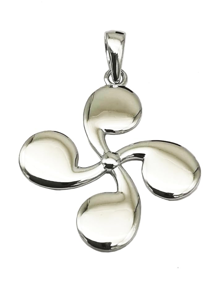 EKONAT JOYERIA PERSONALIZADAColgante Lauburu de Plata para Hombre o Mujer- Lauburu pequeño y Grande de plata para collar- amuleto vasco de protección- Símbolo celta de Plata (17 mm)