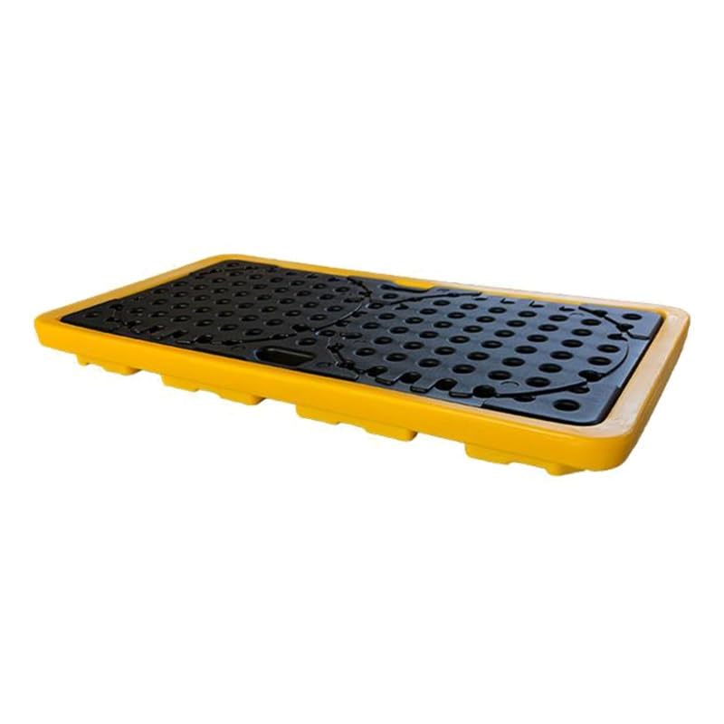 Bac d'égouttement modulaire pour seaux de peinture - Bac étanche en polyéthylène avec drainage, capacité 1/2 baril, idéal pour garage, usine et cuisine (jaune, 5 pièces, 130 x 69 x 10 cm)