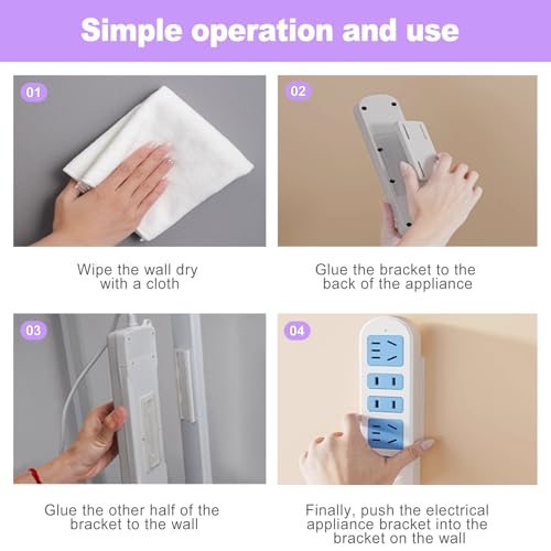 10 paquetes de soportes adhesivos para regletas eléctricas con 40 clips para cables, montaje sin taladro para gestión de cables, organizador de cables para oficina en casa miniatura 4