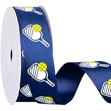 Ribest Sports Pickleball Ribbon, 7/8 Inch Grosgrain Fabric Ribbon for Team Party Decorations Basket Decor Birthday Gift Wrapping Crafts Hair Bows Supplies, 10 Yards