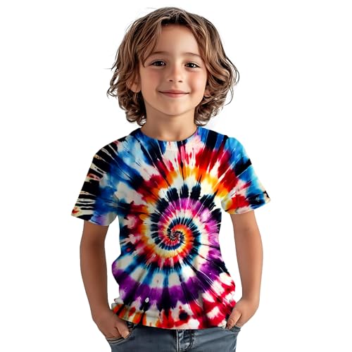 Image of Kids Tie Dye Shirt for Boys Girls Children Tie-Dye Hippes Tshirt Short Sleeve Tee Shirt for Todder