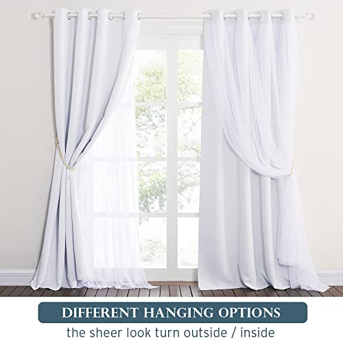 Pony Dance White 95 Inch Sheer Curtains - Double-Layered Blackout Curtains Set Sheer Overlay Solid Room Darkening Panels For Living Room/Bedroom ((Winter White, 52 Inch Width For Each, Set Of 2) #TOP6