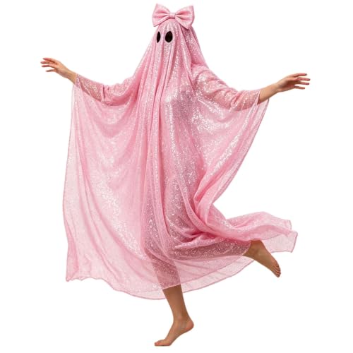 Pink Ghost Costume Women Glitter Bow Ghostface Halloween Dress Boo Costumes - image 4