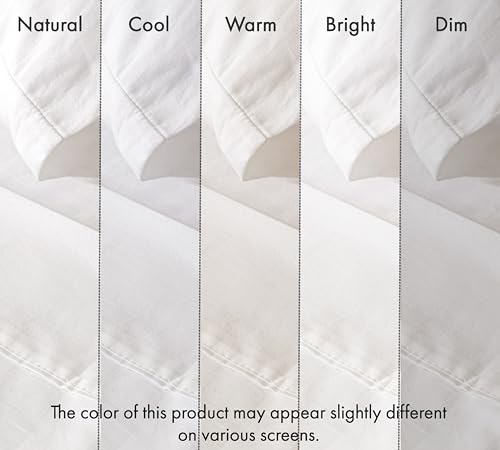 Image of RUVANTI 100% Cotton Percale Sheets Full - Crisp Cooling Summer Bed Sheets for Hot Sleepers, Deep Pocket 14 inch, Soft Peach Finish, Breathable & Durable Hotel-Style 4 Piece Set, Ivory