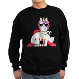 CafePress Sweatshirt Emoji Einhorn Essen Popcorn Gr. S, Schwarz