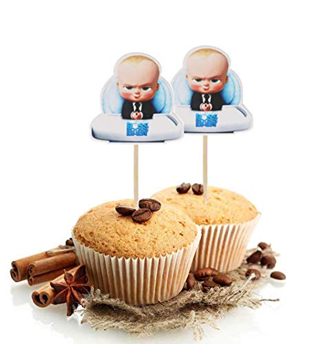 24 Serves Baby Boss Cupcake Toppers Birthday Cake Decorations for Baby Boss Themed Birthday Party Decorations Baby Shower Supplies and favors