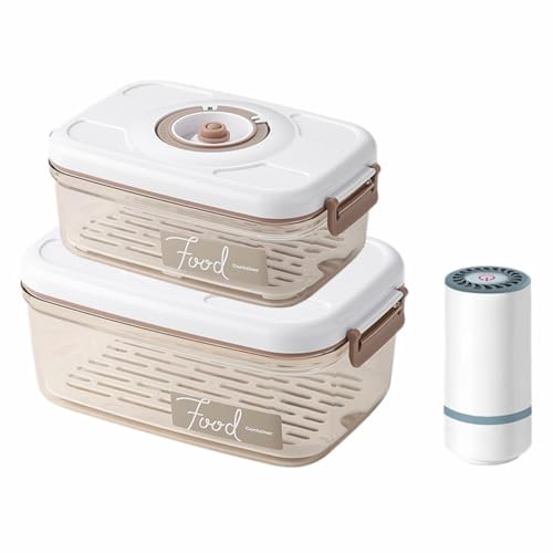 JNJOOD Sellador Al Vacío Automático Inteligente con Sellado Al Vacío, Juego de Recipientes para Almacenamiento de Alimentos, Tarro Sellado con Caja Mantenimiento Fresco Al Vacío 1,2L/2,1L