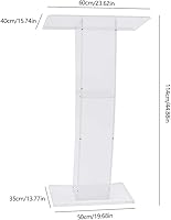 Vista 2 de Soporte de podio curvado acrílico desmontable móvil, podio de presentación Podio Soporte de recepción, púlpitos acrílicos transparentes