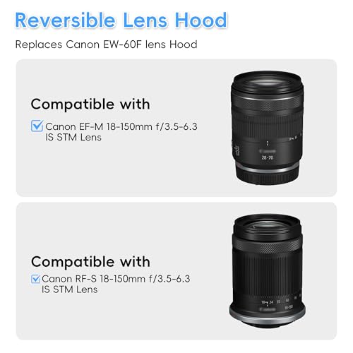 image for JJC EW-60F Reversible Lens Hood for Canon RF-S 18-150mm F3.5-6.3 is ST