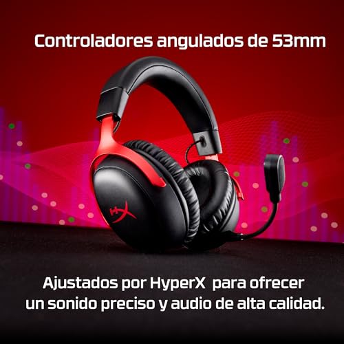 Miniatura 6 de HyperX Cloud III S - Auriculares Gaming inalámbricos, Bluetooth, 2.4Ghz, PC, PS5, Xbox, Drivers 53 mm, DTS, micrófono 10mm, batería hasta 200h, Negro