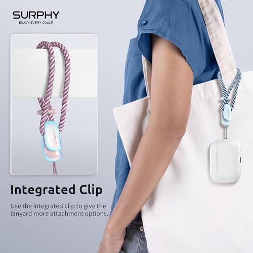 Image of SURPHY 2 Pack Phone Lanyard, Phone Wrist Strap for Case, Camera Wrist Strap | Ultra-Light 2-Color Braided Phone Strap, Cellphone Charm Strap, Anti-Lost Wrist Lanyard for Women and Men, Pink Cloud Blue