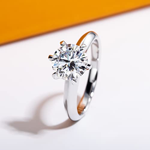 AimiIee Moissanite Ring, 2.5CT Six Prong Solitaire Moissanite Engagement Ring, Thickened Gold Plated 925 Sterling Silver Promise Wedding Rings for Women with Certificate(7.5) by AimiIee - Used condition - Image 3