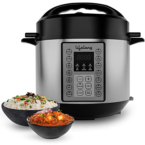 Lifelong Aluminium 5L Electric Steam Pressure Cooker - Slow Cook Method Preserving Nutrients - For All Steam Cooked Food Rice, Added Functions Yogurt,