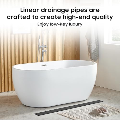 Image of DLONE Linear Shower Drain - 72 Inch Matte Black, with Tile Insert Panel