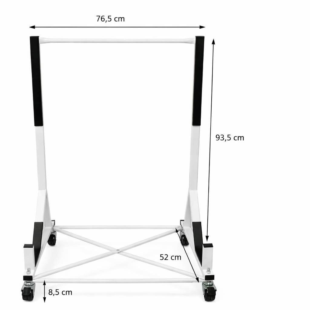 Easy Act rollbarer Hardtopständer, Hardtop Aufbewahrungsständer in Weiß, mit 4 feststellbaren Rollen und gepolsterten Auflagepunkten, aus Stahl, inkl. XXL Hardtop Cover