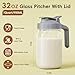 JunVpic Breast Milk Pitcher Jug - 32 oz Glass Mason Jar Airtight Pitcher with Pour Spout Handle for Breastmilk, Iced Tea, Ice Drinks Storage Container