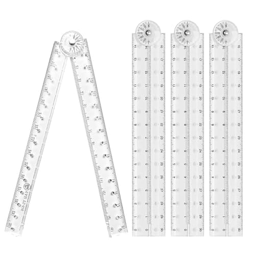 Foldable Ruler 30cm - 4 Pack Metric Measurements Portable and Durable Bright Colors Ideal for School Office