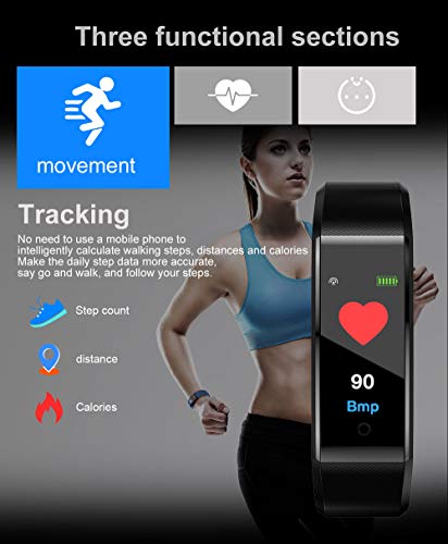 Cucudy Smartband,Smartwatch com funções Heart Rate Monitoramento de Pressão Arterial Calorie Aptidão