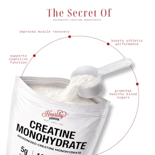 HEARTHY FOODS Creatine Monohydrate Micronized Powder 500G (100 Servings, Unflavored) — view 6