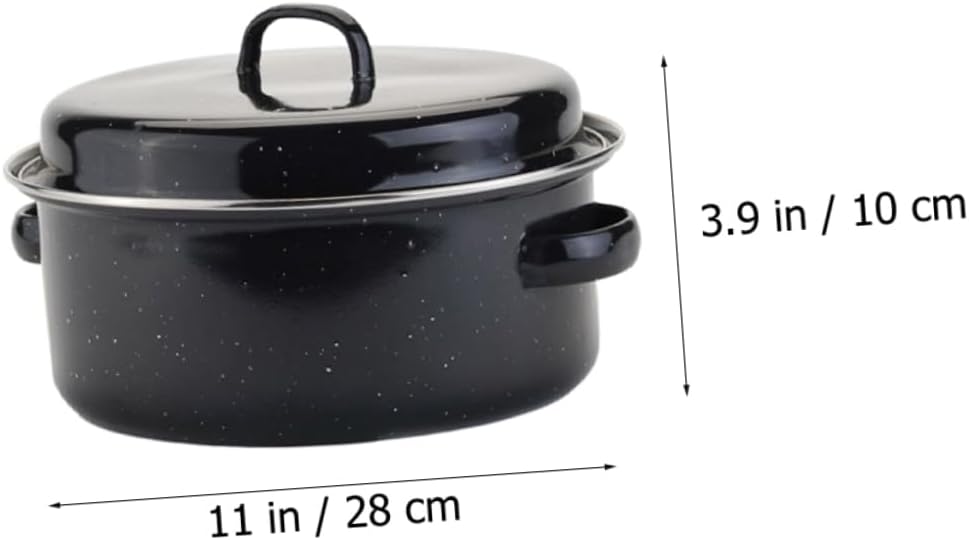 Versatile Roasting Pot for Sweet Potatoes and Chinese Chestnuts Enamel Coated Cookware with Lid for Home Cooking and Outdoor Use Lightweight and Portable Roaster Pan