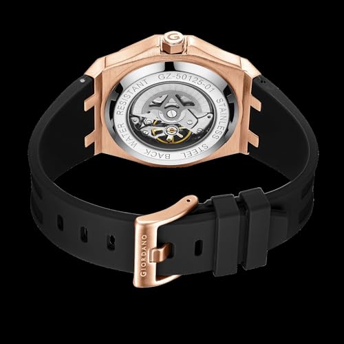Image of Giordano Automatic Unique Watch for Men with Stainless Steel Case, Silicone Strap, Luxury Design & Water Resistant