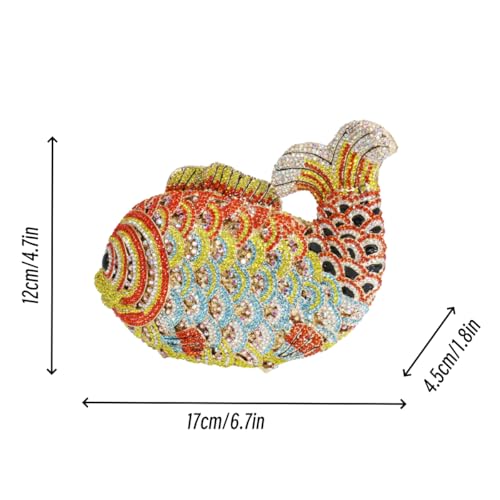 Image of Women Mini Fish Clutch Luxury Rhinestones Purse Sparkling Banquet Handbag Wedding Party Clutch Bag