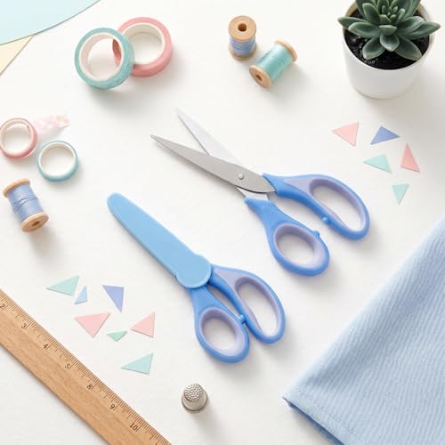 2-Pack 6.3-inch Blue Comfort Grip Scissors for Office, Crafts & School - Ultra Sharp Blades, Durable, Ideal for Kids & Adults Yard, Patio, Garden Cleaning — view 3