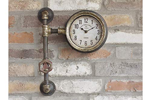 Furniture Checklist Reloj de pared vintage industrial con tubo de 40 cm de alto x 30 cm de ancho x 15 cm de profundidad.